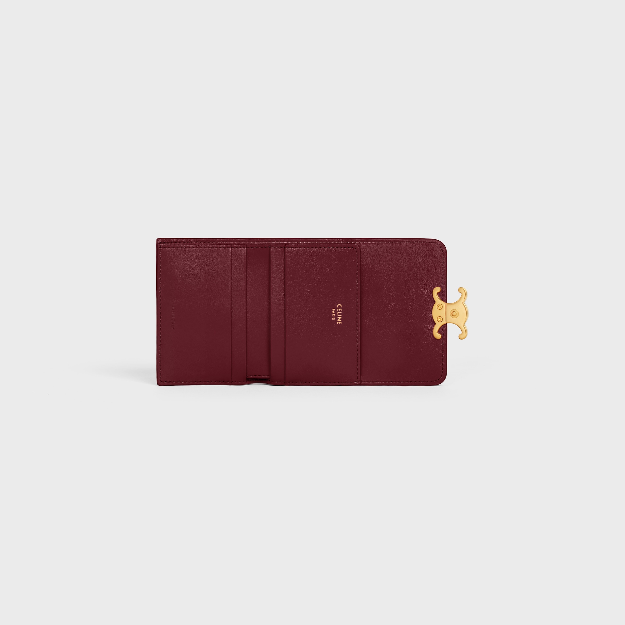 COMPACT WALLET WITH COIN TRIOMPHE IN SHINY CALFSKIN LIGHT BURGUNDY - Image 4